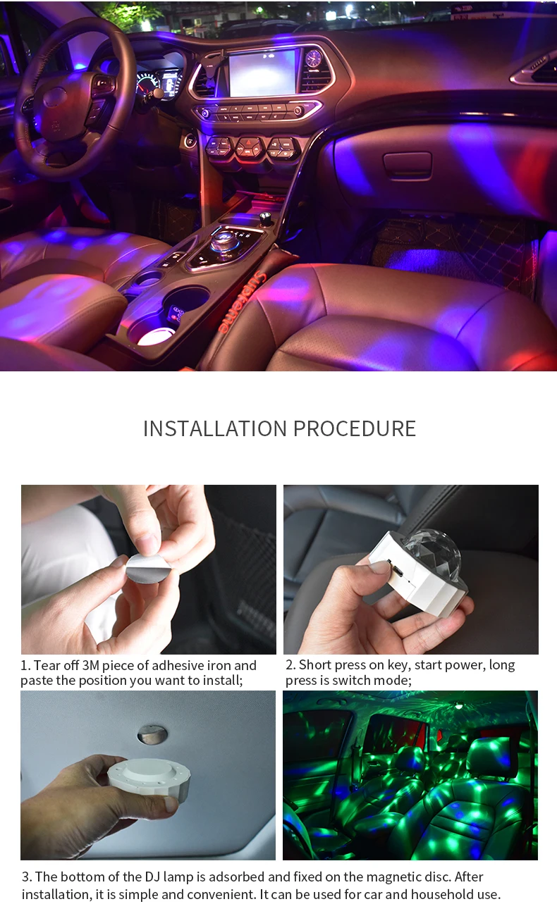 LED Car door Roof atmosphere light USB 