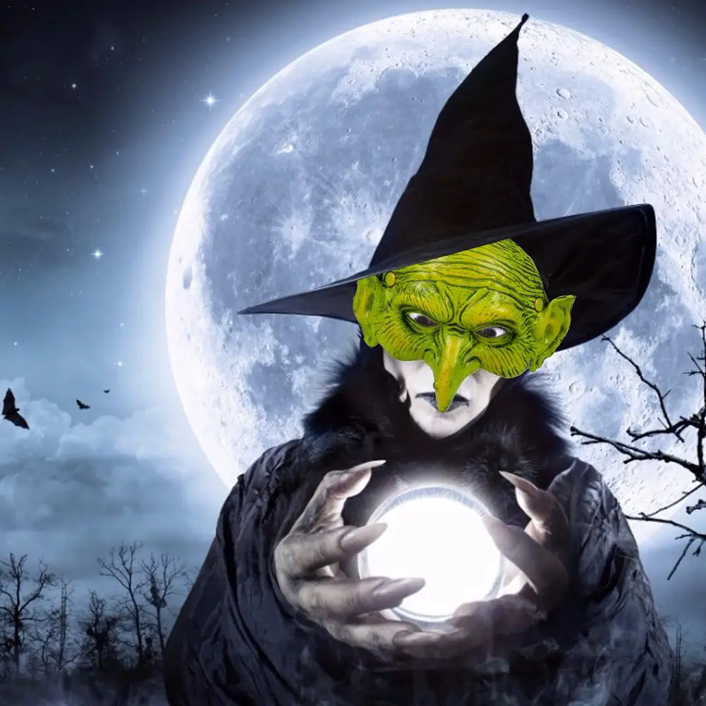 New Year Witch Mask Half Face PU Foam Green For Halloween Carnival Party DIY Decor Christmas Creative | Дом и сад