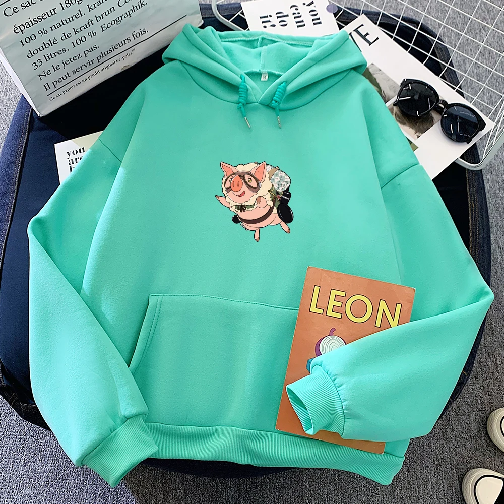 

Autumn Winter Pig Printed Oversized Sweatshirt Women Funny Hoodies Harajuku Warm Hoodie Pullover Womens Korean Style Streetwear