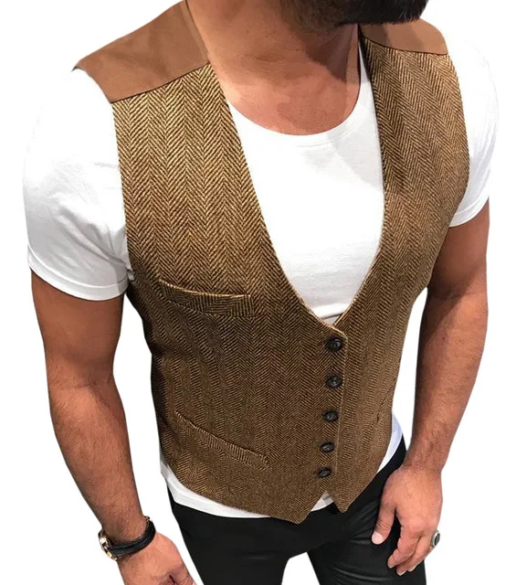 Chaleco marrón para hombre, Borgoña, ajustado, para graduación, chaqueta de lana en espiga, trajes verdes, chaleco rojo para boda, mejor hombre, novios