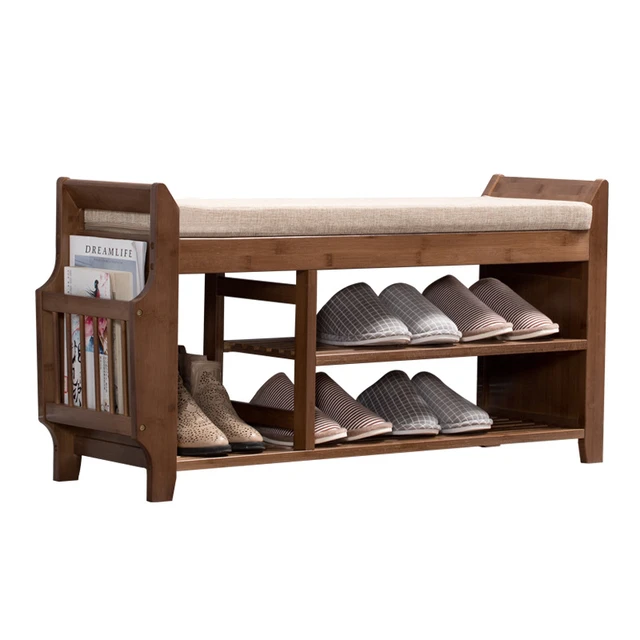 Natural 2-Tier Wood Shoe Rack