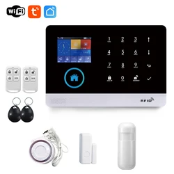 Tuya Smart Alarm System GSM Wifi Home Security Burglar With PIR Motion Sensor Detector Remote Control kit for Smart Life Alexa
