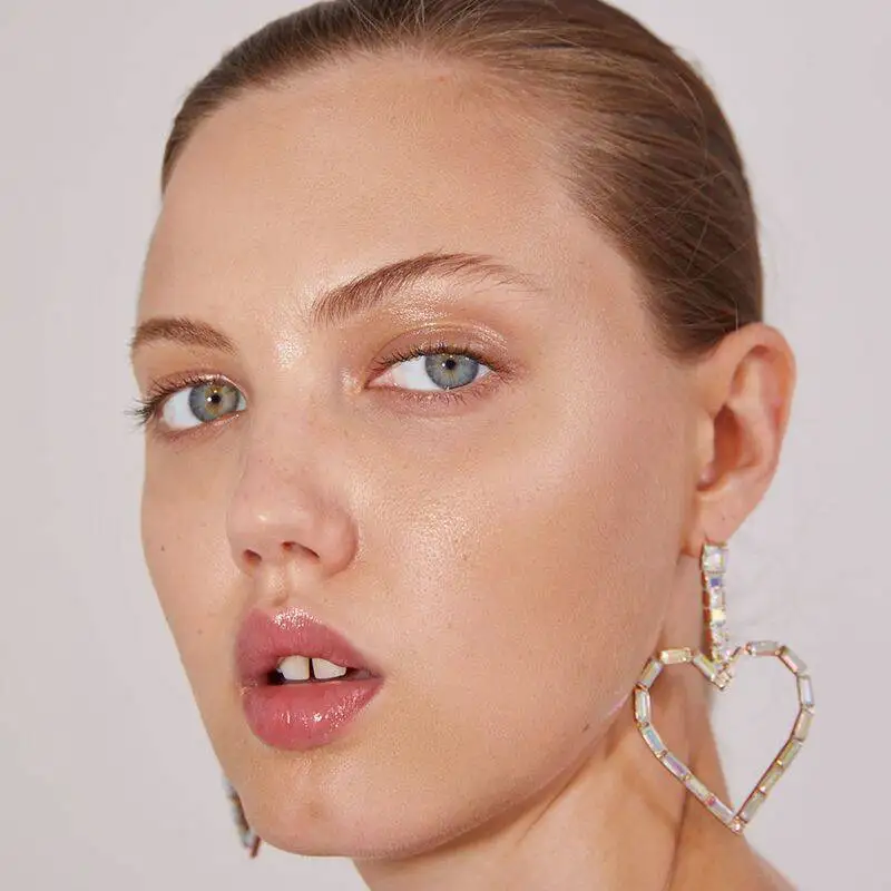 

Fashion Glass Crystal Heart Drop Earring Women Bohemian Multicolour Chic Dangle Earring Korean Unique Design Charm Women Jewelry