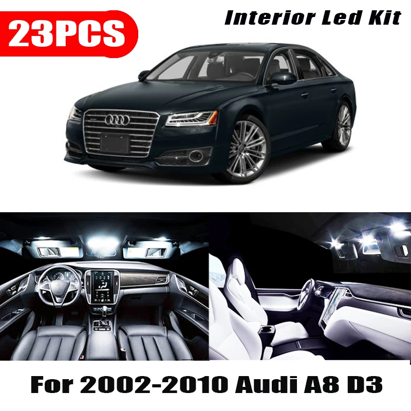 Светодиодный светильник 23x для салона белый комплект ламп Canbus Audi A8 D3 2002-2010