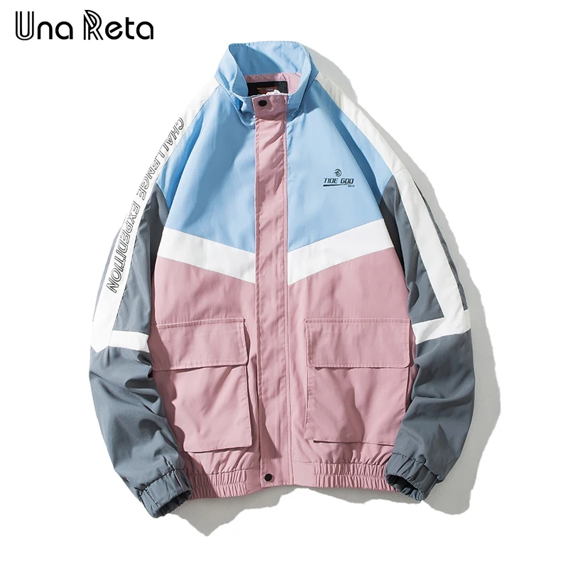 

Una Reta Man jackets Autumn New Fashion Color stitching Coat Jacket Men Streetwear Clothest casual Hip hop Flying jacket mens