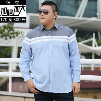 

Super Brand Big Size Men's Wear Autumn Plus Fat Plus Size Length Sleeve Shirt Simple Popular Super Fat Extra Large