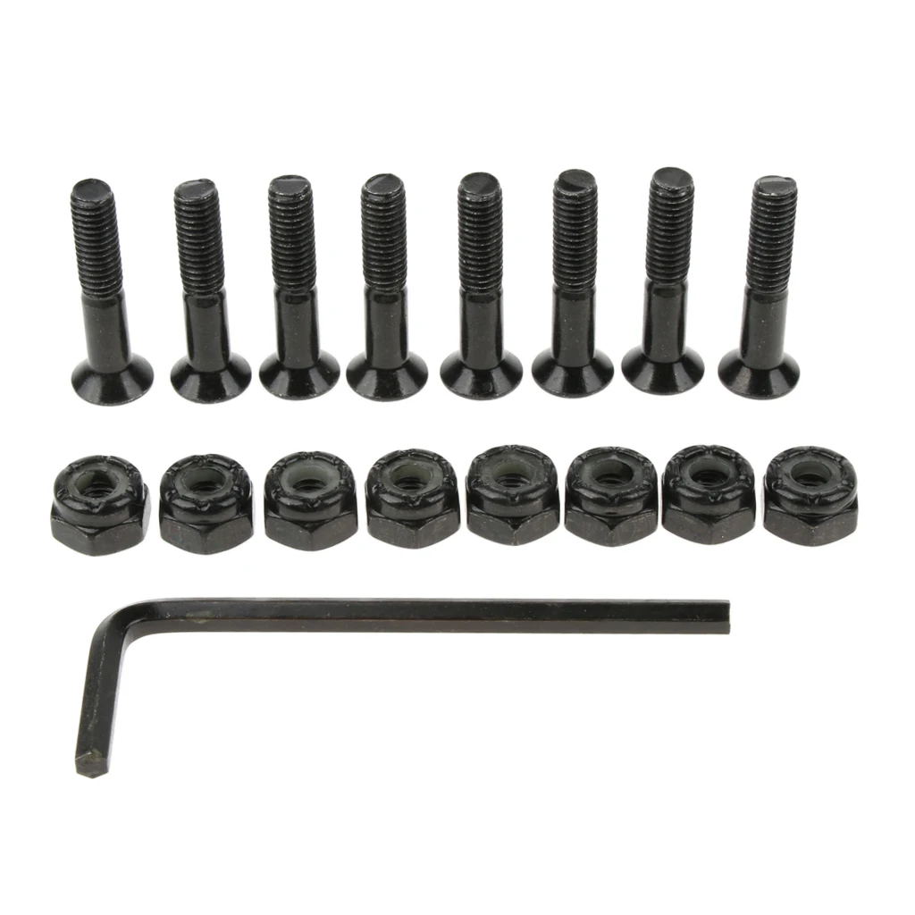 8pcs Carbon Steel Longboard Skateboard Hardware Bolts with Hex Tool for Street Deck Cruiser Skateboard Longboard