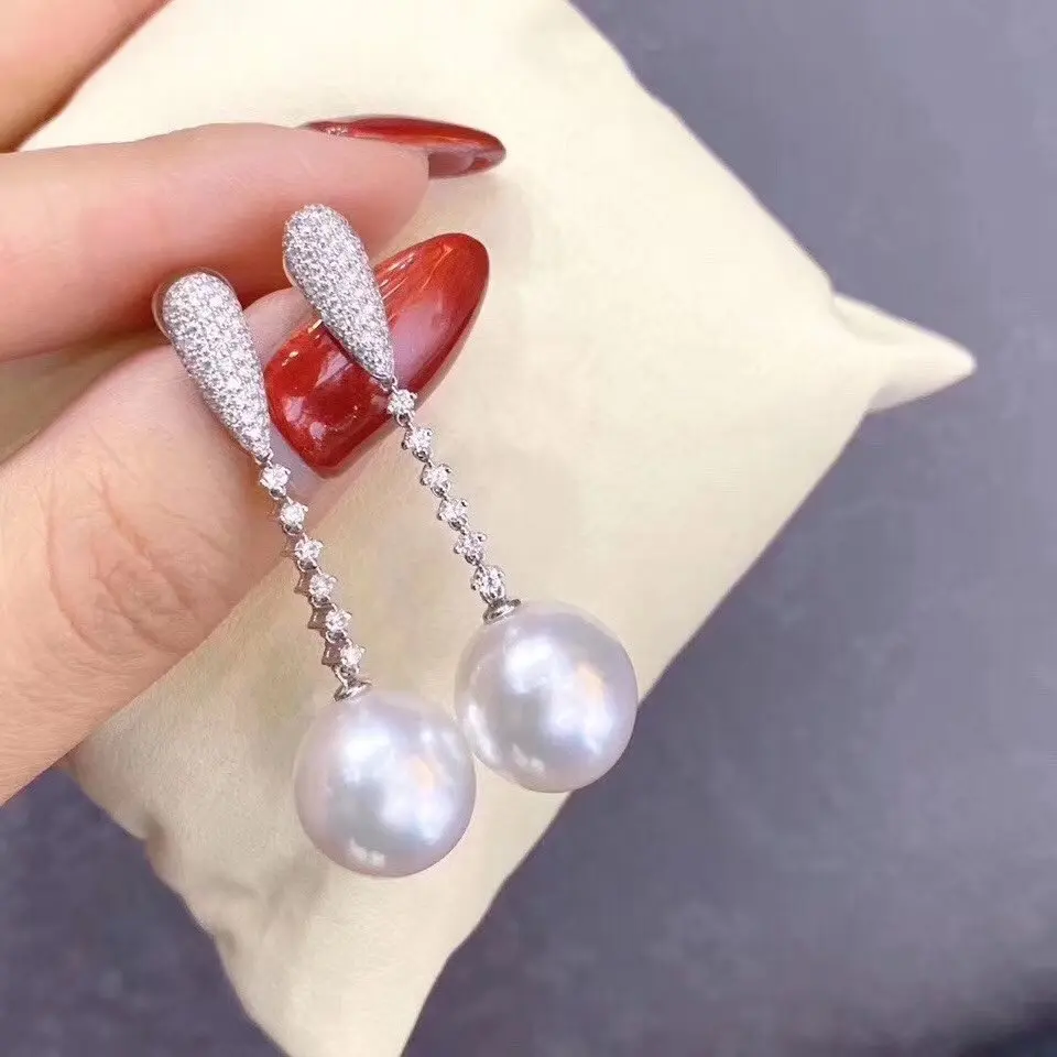 

Серьги-подвески женские из серебра 925 пробы с пресноводным белым жемчугом 8-9 мм