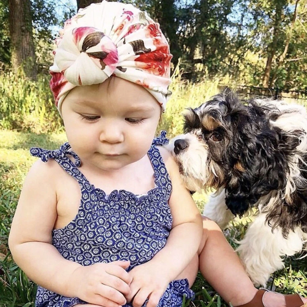 Chapeau A La Mode Pour Bebe Fille Style Boheme Fleur Donut Indien Turban Imprime Bonnet Rond Pour Nouveau Ne 40 Printemps Ete Aliexpress