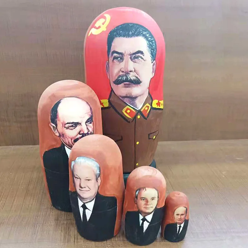 Russian Stalin's Dolls Putin 5th Action figure Nature Wooden Basswood Great Man Leader Hand Draw Educational Toys For Students