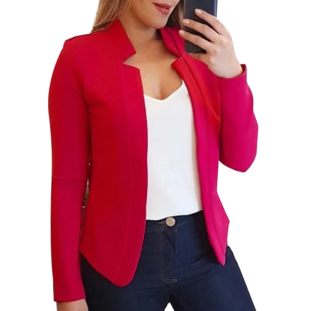 Fall Fashion Women Solid Color Long Sleeve Stand Collar Slims Fit Blazer Coat Women's Clothing Blazers Fashion Long Sleeve Suits plus size pant suits for special occasions