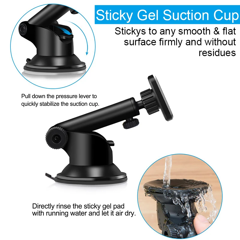 Magnetic Car Phone Mount Universal Dashboard Phone Holder Windshield Long Arm Strong Suction Car Mount Fit for Huawei/iPhone 11