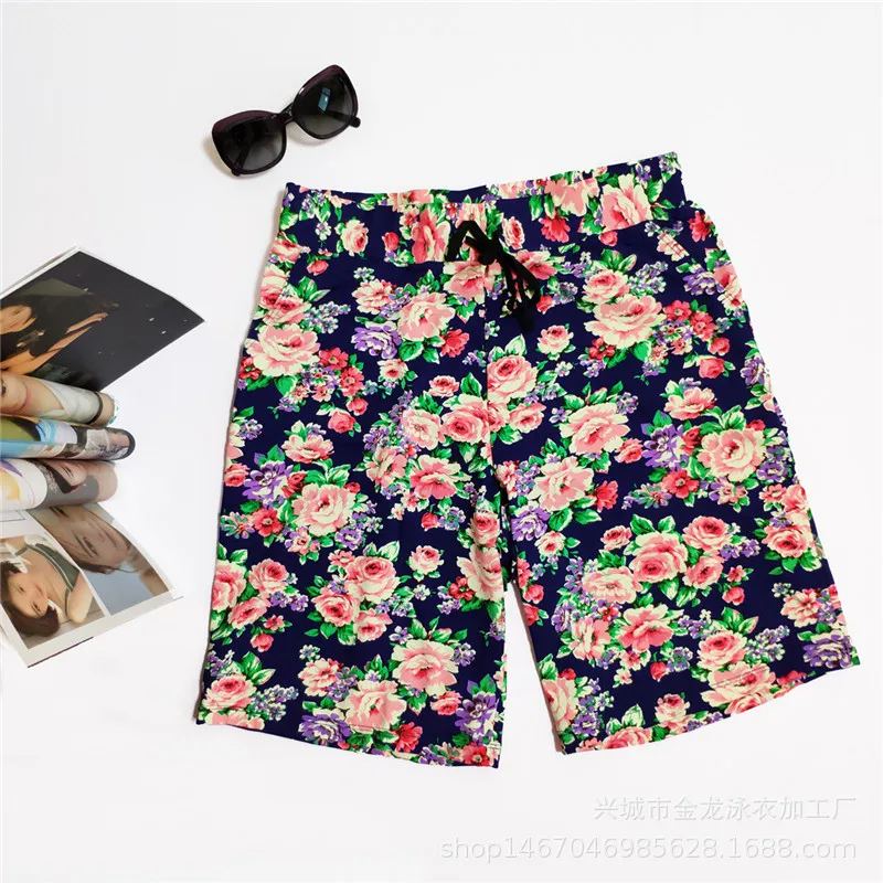 

Hot Selling New Style Men-Style Swimming Trunks Europe And America dai dou Drawstring Beach Shorts Peony Swimming Trunks Wholesa