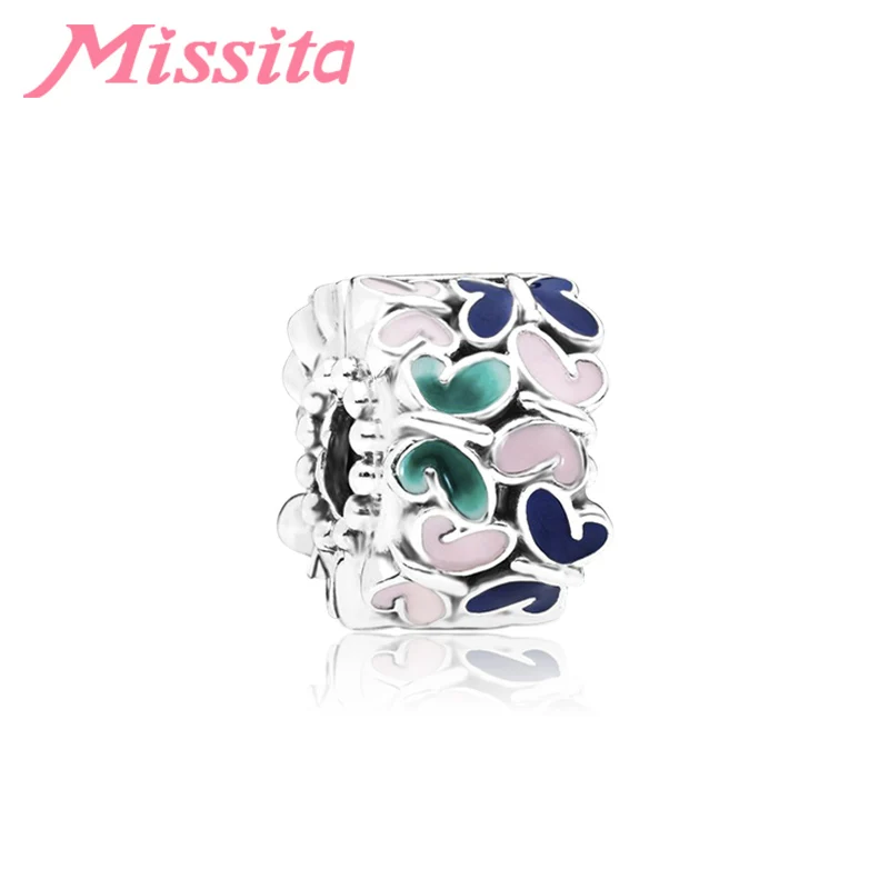 MISSITA 2019 Новый серебряный цвет капельный красочные бабочки бусины Подходит для