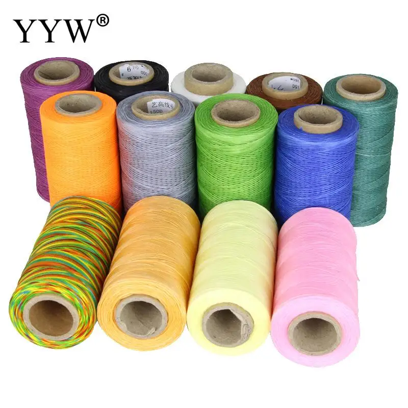 

50m/Lot 0.8mm waxed Polyester Cord Needlework Beads Spool String Kumihimo Diy Bracelet Jewelry Findings Rope Component 22 Colors