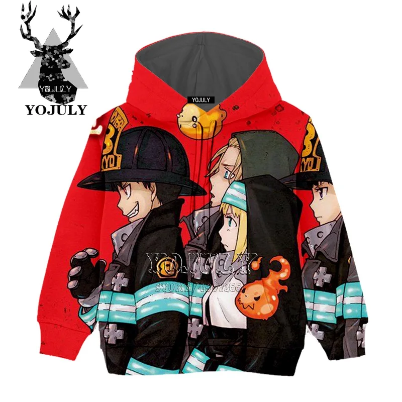 YOJULY Fire brigade 3D Drucken аниме Повседневный модный Уличная пуловер для мальчиков и девочек подростков с длинными рукавами Детская толстовка C75
