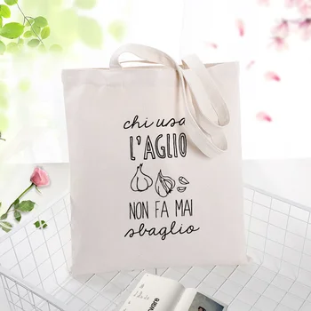 

Italy Canvas Tote Bag Shopping Bag Handbag Daily Use Text DIY Custom Print Logo Eco Reusable Recycle