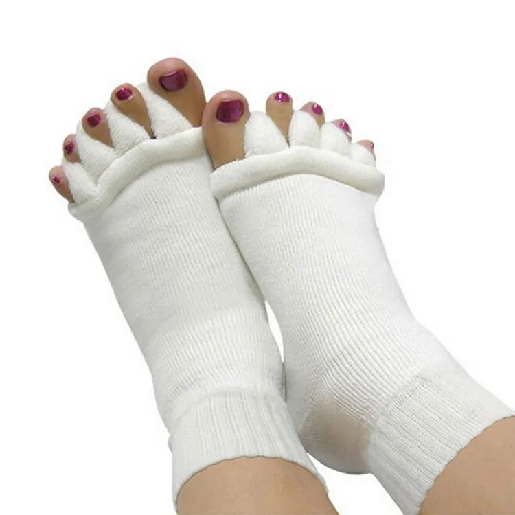 1 Pair Pedicure Sock Massage SPA Yoga Five Toe Separator Socks Foot Alignment Socks for Pain Relief Bunions Foot Care Tool
