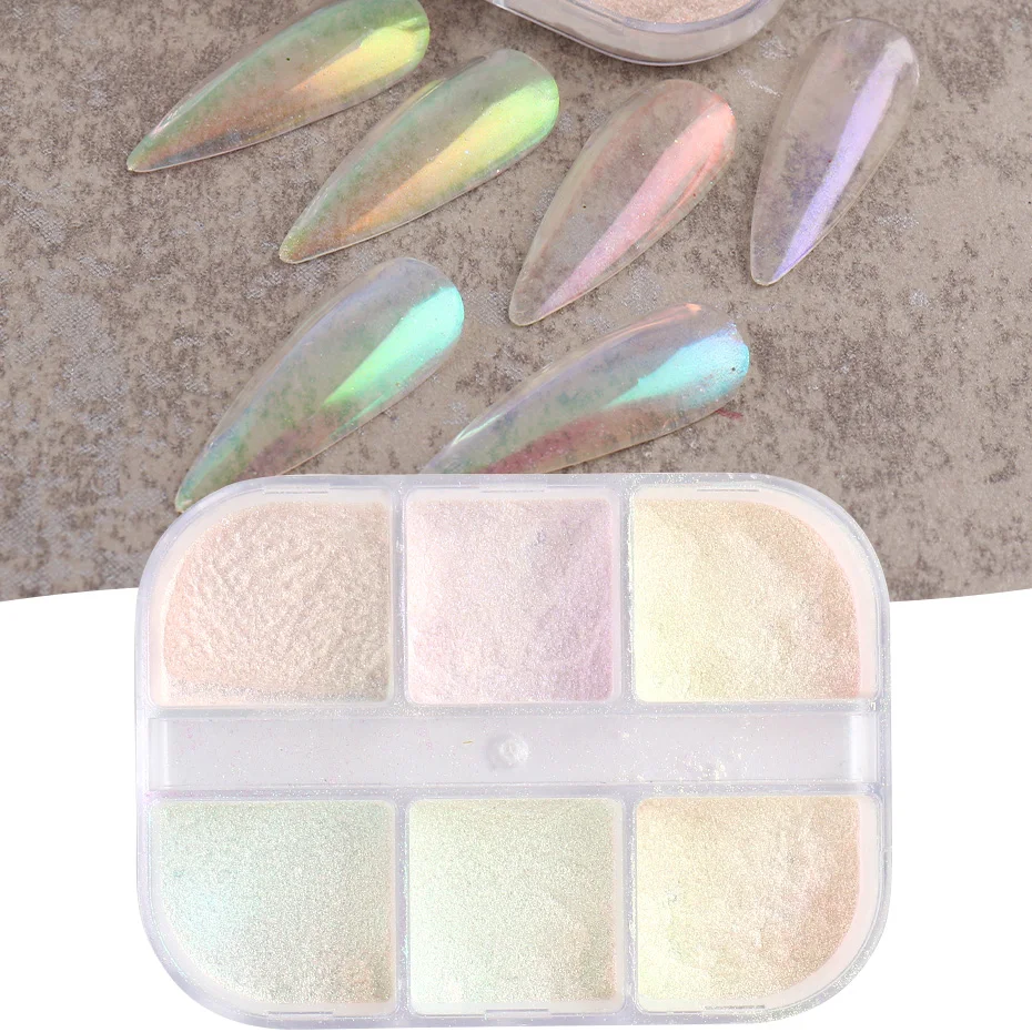 Aurora Mirror Nail Glitter Powder Rubbing Dust Pigment Chrome Iridescent Holographic Nail Art Decorations for Manicure TR1909-12