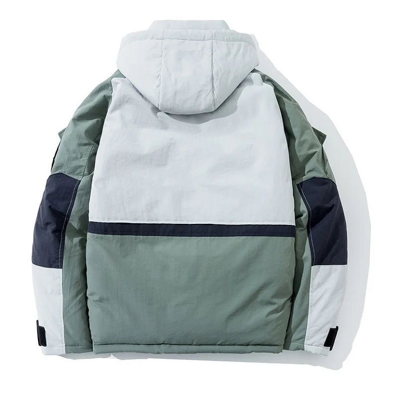 Men's Fashion Stitching Thicken Warm Workwear Cotton Jacket Winter New Short Style Contrasting Color Winter Jackets Men Coats
