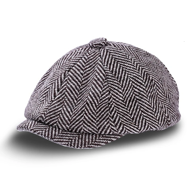 Male Winter Felt Ivy Caps Women Restore Plaid Wool Flat Caps Men Large Size Beret Hats 56-59cm 59-62cm