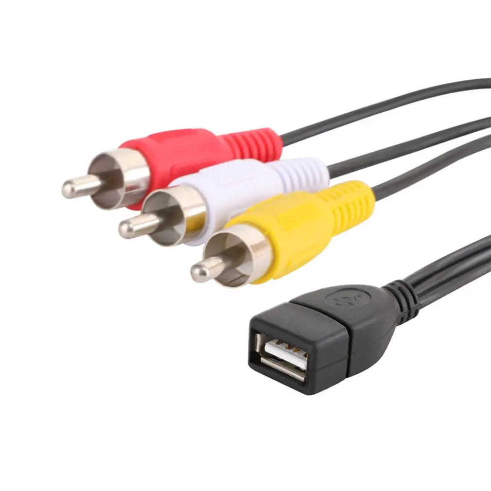 5Ft Usb A Female to3Rca Male Plug Video A/V Camcorder Adapter Cable For HDTV Wholesale