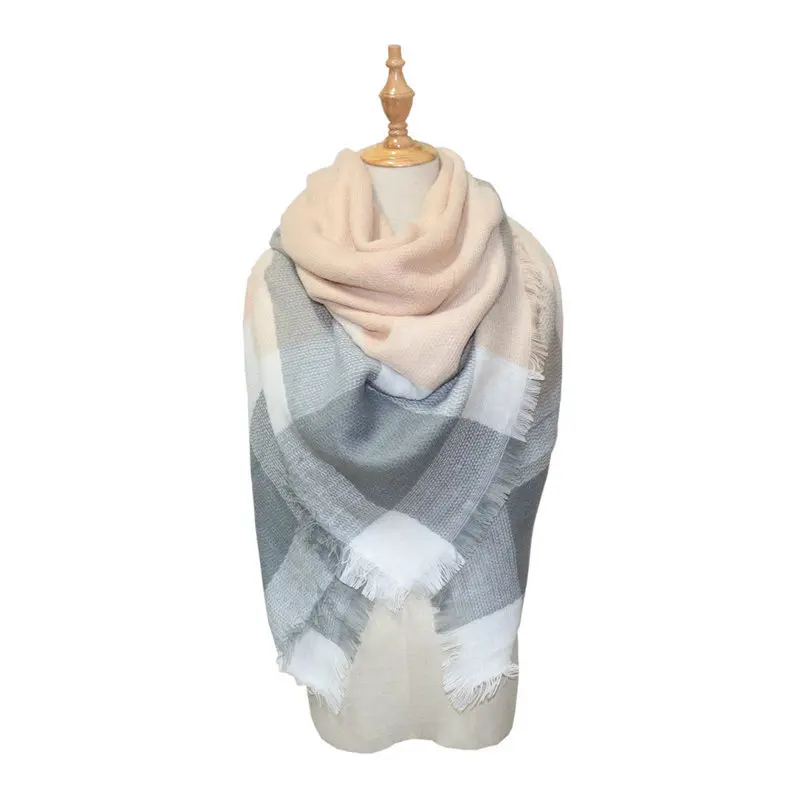 New Style Winter Women's Europe And America Mantle Thick Extra-large Warm Shawl Classic Plaid Faux Cashmere Kerchief