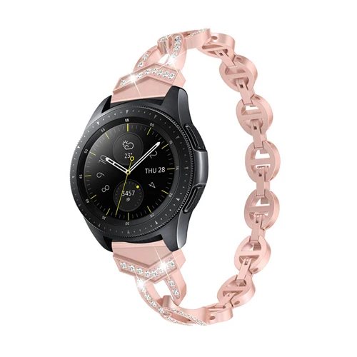 Женский Алмазный ремешок для samsung Galaxy 46 мм/42 мм/gear S3 Frontier/Active/S2 classic/huawei watch gt band металлический браслет ремень - Цвет ремешка: pink gold