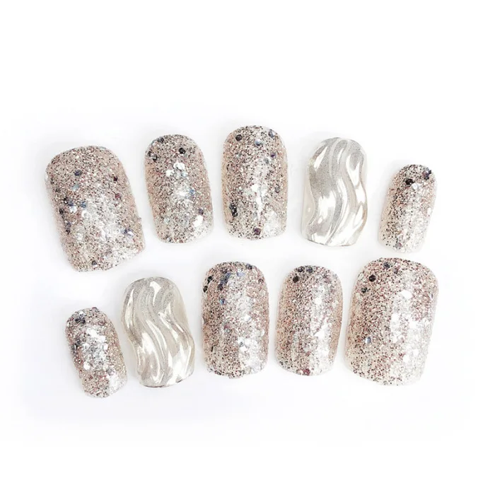24 шт Блестящий поддельный Маникюр для кончиков ногтей украшения наклейки DIY накладные ногти для женщин дамы V9-Drop