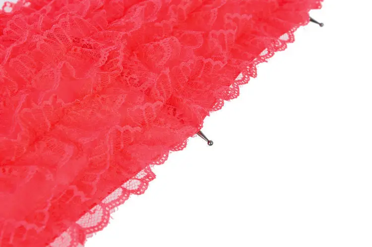 Windproof College Style Rain Or Shine Dual Purpose Plastic Handle Straight Pole Lace Ladies' Red Umbrella Factory Direct Selling