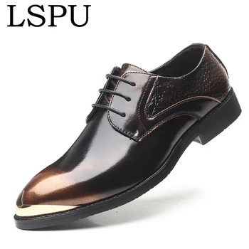 

Autumn Pointed Toe British Leather Shoes For Men Lace Up Breathable Casual Dress Shoes Fashion Business Men Shoes Plus Size38-48