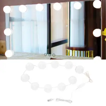 

10 Bulbs Makeup Mirror Vanity LED Light Bulbs Kit USB Charging Port Cosmetic Bulb Adjustable Make up Mirrors Brightness lights