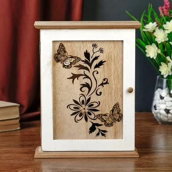 

Housekeeper wood 6 hooks "Butterflies and flowers" 26x20x6.5 cm 4764202