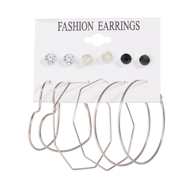 Fashion Women's Earrings Set Pearl Hoop Earrings For Women 2021 Bohemian Geometric Big Circle Gold Star Heart Earring Jewelry