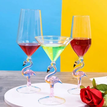 

Flamingo Stem Red Wine Glasses Glass Cocktail Cups Elegant Drinking Glassware Creative Artwork Wine Glass Home Decoration Goblet