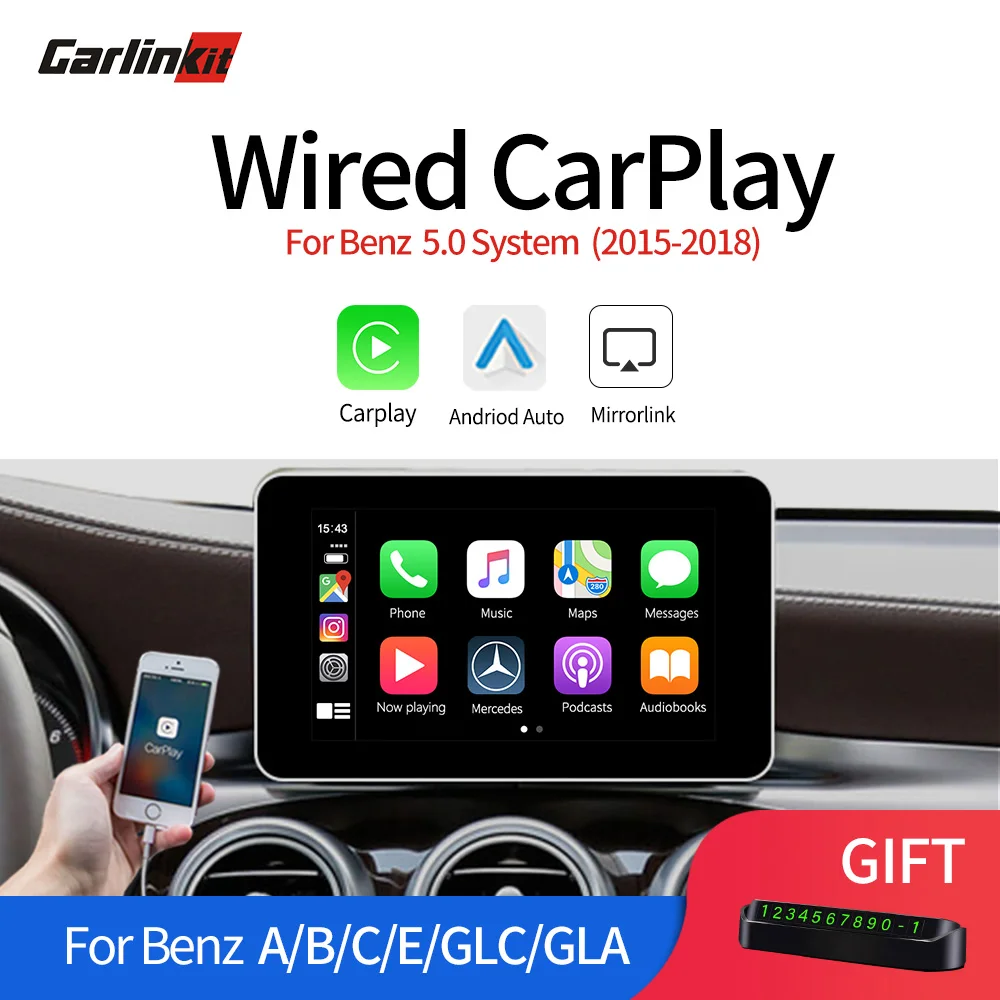 

Multimedia Smart Car Retro it with Apple Carplay Box for Benz A/B/C/E/GLS/GLE NTG5.0 2015-2018 iOS AirPlay Support Map Music
