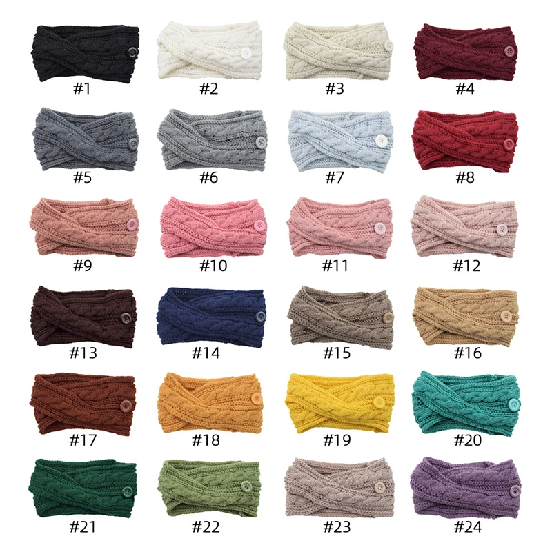 bridal hair clip Autumn Winter Twist Cross Knot Hairband Woolen Knitted Headband For Women Solid Color Ear Warmer Button For Mask Holder Headwrap ladies head wraps