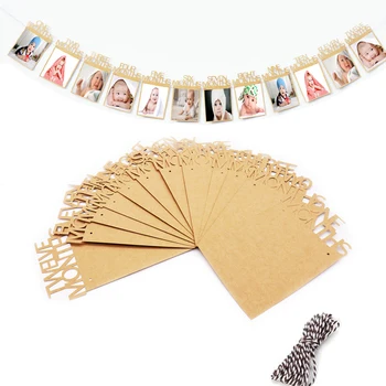 

1-12 Month Baby Photo Frame Hanging Photo Banner Monthly Photo Wall Photo Frame for Baby Shower Birthday Party Home Decoration
