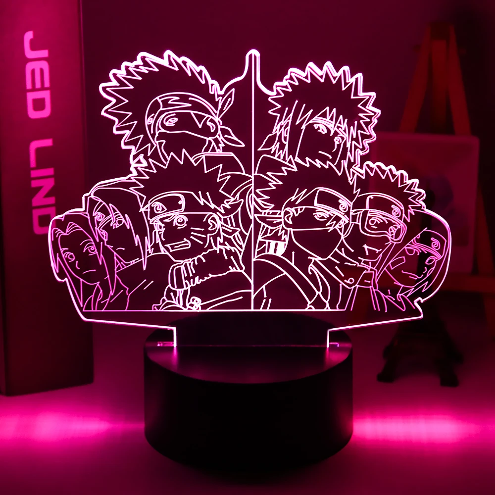 

Led Night Light Japanese Anime Naruto Team 7 Obito Uchiha Kakashi Hatake Rin Nohara Sasuke Sakura Haruno Table 3d Lamp Bedroom