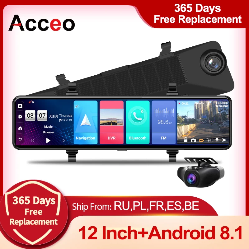 ACCEO12 &quotАвтомобильный видеорегистратор зеркало заднего вида 4G Android 8 1 GPS навигация