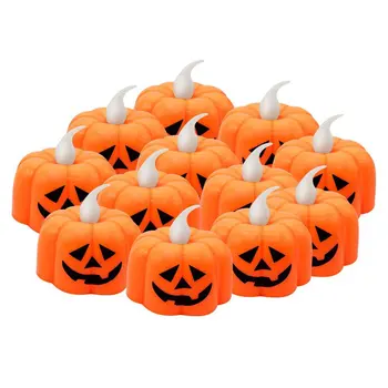 

12 PCS Pumpkin Candle Light Halloween Party Supplies LED Lights Lantern Lamp Ornaments estival Party Bar Decor