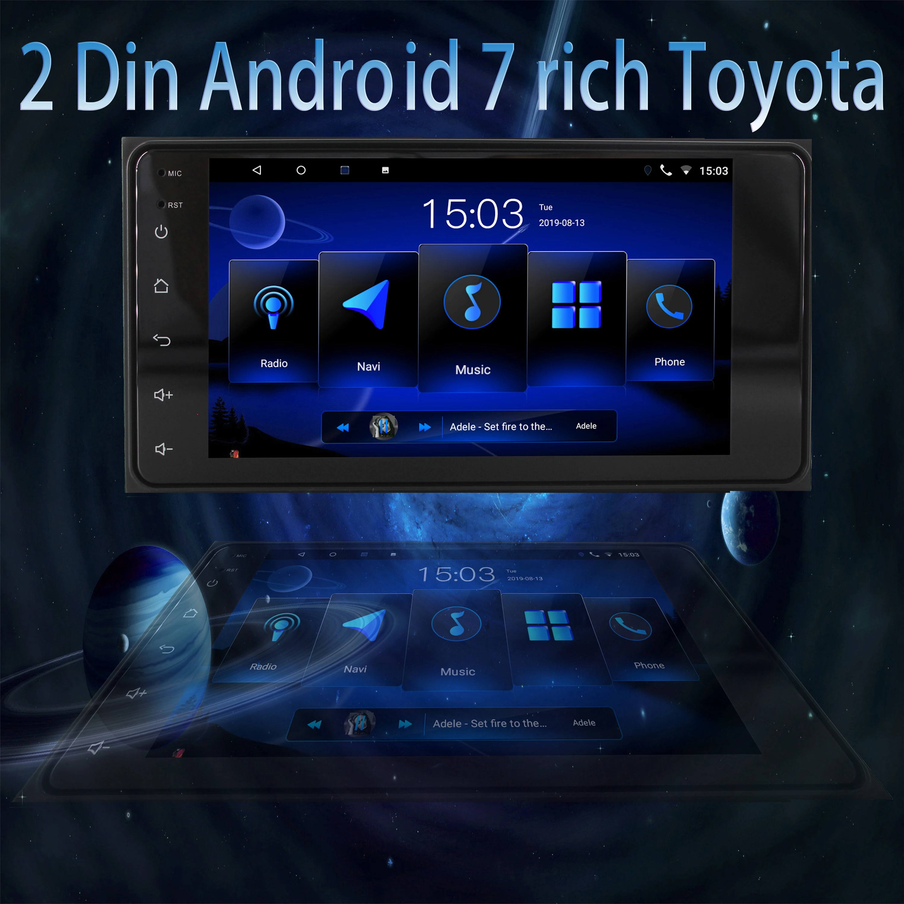 

2 din 7 rich android Universal car Multimedia Player stereo radio player for Toyota VIOS CROWN CAMRY COROLLA PREVIA