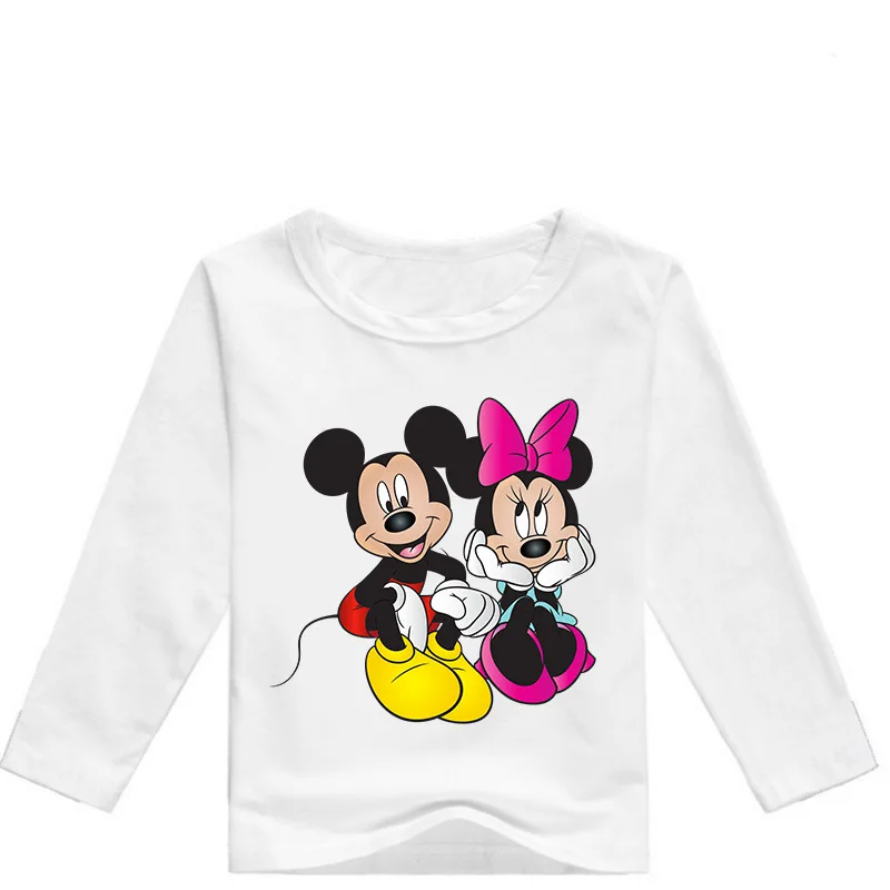 Коллекция года, весенние детские футболки с длинными рукавами с рисунком Микки и Минни одежда для маленьких мальчиков детская футболка для девочек, костюмы для малышей, толстовка