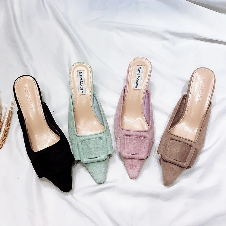 

Shoes Women's 2019 Spring And Summer New Style Pointed High Heels Low-Cut Slipper WOMEN'S Shoes Simple Closed-toe Four Seasons F