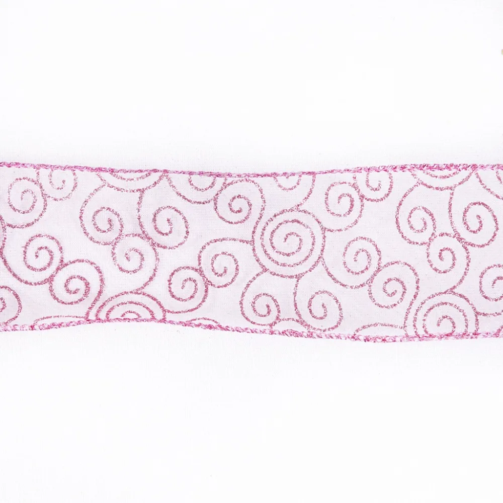 Christmas Tree Decorations  Pink Auspicious Print Decorative Ribbon (4)