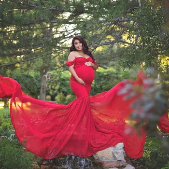 

2020 Women Pregnants Photography Props Off Shoulder Sleeveless Maternity Solid Dress Fashion maternity dresses