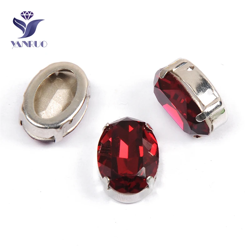 

YANRUO 4120 All Sizes Siam Oval Glass Stones Sewing Crystals Pointed Back Strass Red Rhinestones For DIY Jewelry Crafts