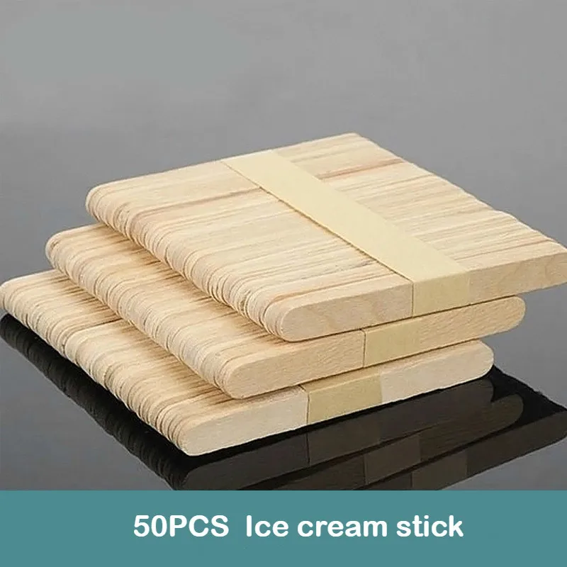 

50pcs Wooden Ice Cream Sticks Special-purpose Bang Branch DIY Building Block Popsicle Lollipop Ice Cube Maker Cream Tools Model