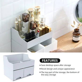 

1Pc Double-Layer Makeup Holder with Drawer Domestic Cosmetics Organizer