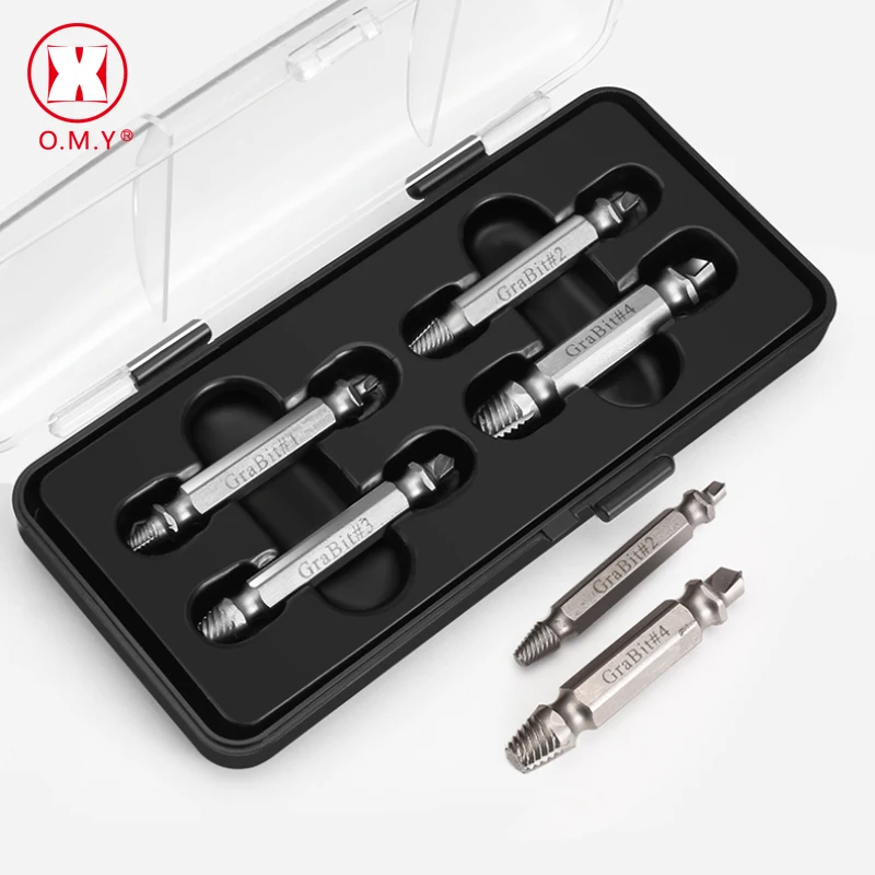 

4pcs Damaged Screw Extractor Drill Bits Guide Set Broken Speed Out Easy out Bolt Stud Stripped Screw Remover Tool